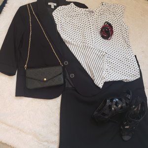 Daniel Rainn Black/White Polka dot Top